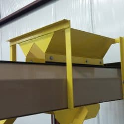 4800 Overhead Conveyor with Infeed Hopper | Kase Conveyors